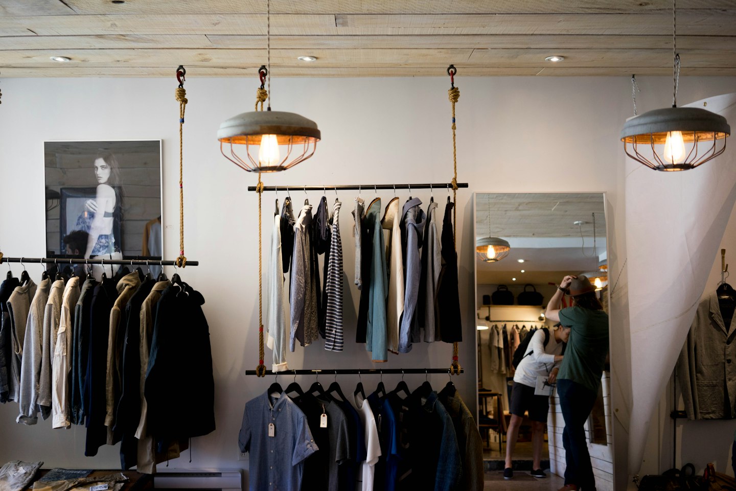 Clothing displayed in a neighborhood shop